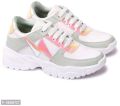 White ladies frringo sporty running casual sneakers shoes