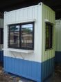 Steel Paint Coated Rectangular Blue White security guard cabin