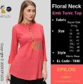 EPILOG Floral Neck Embroidery Tunic Top