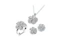 Silver Plated Micro Pave Pendant Sets