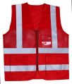Evion Polyester Sleeveless Zipper red reflective safety jacket
