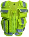 Evion Green Sleeveless Zipper reflective safety jacket