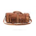 Genuine Leather Brown 22 Inch Unisex Duffle Travel Bag