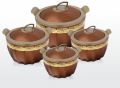 Plastic Coated Round Brown omate 4 pcs serving bowl set