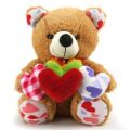 Brown Soft Teddy Bear Holding Hearts In Hand