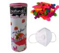 Pahal Holi Fruit Color Strawberry and Holi Water Balloon 100 pieces &amp;amp; N95 Mask