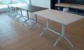 Blue White rectangle cafeteria table