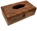 Rectangular Brown Wooden Tissue Box