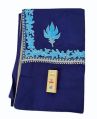 Embroidered Blue Kashmiri pure creape ladies party wear kashmiri crepe saree