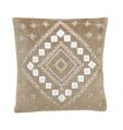 Applique Embroidered Beige & White Cushion Cover
