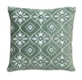 Cotton Velvet Square applique embroidered white green cushion cover