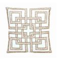 Hand Embroidered White &Beige Cushion Cover
