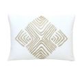 Phulkari Dori Embroidered White Rectangle Cushion Cover