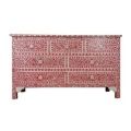 Mother of Pearl Inlay Classic Red Chest Drawer Dresser