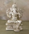 Sitting Silver Ganesh Statue
