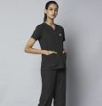 Knya Classic Womens Black 10-Pocket Essential Scrubsuit