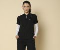 Knya Classic Womens Black 5-Pocket Mandarin Scrub Suit