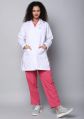 Knya Poly Viscose White Plain Full Sleeves women chief lab coat apron