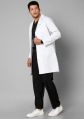 Knya Poly Viscose White Plain mens chief lab coat apron