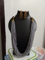Mastani Jewellery Polished Grey Beaded gray seed beads necklace set