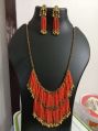 Mastani Jewellery Glass Beads Orange seed beads earrings necklace set
