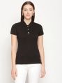 Black Cotton Half Sleeve ladies polo tshirt