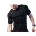 Cotton Black Half Sleeves Plain mens gym tshirt