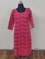 Red Cotton Embroidered Kurti