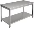 Polished Rectangular Sliver Plain stainless steel under shelf work table