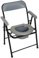 Iron & PVC Polished Grey & Black folding commode chair