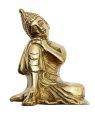 buddha left white 2 brass murti