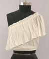 Creamy Plain ladies cotton lurex sleeveless tops