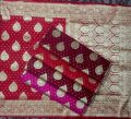 Semi katan handloom Banarasi saree allover booti