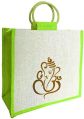 elegant green color personalized jute wedding favor bags