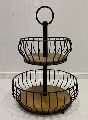 2 Tier Iron Basket with Wood