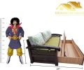 2 Fold Wooden Sofa Cum Bed with Storage