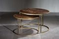 metal wood round nesting coffee table