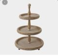 3 Tier Round Wooden Tray