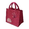 Pink Embroider printed gift handled jute bag