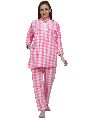 Ladies Checkered Pink Woolen Night Suit
