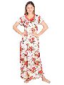 Red Floral Printed Satin Nighty