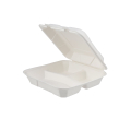 200 pieces biodegradable 8 inch hinged square 3 compartment container