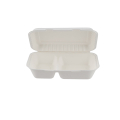 250 Pieces Biodegradable 2 Compartment Rectangular Clamshell Takeaway Container - Natural Disposable