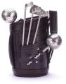 Brown Leatherette Kay Cee Leather Golf Bar Set