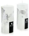White Pillar Candle with Silver Foil Textured Finish Pack of 2