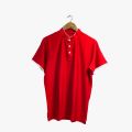 Mens Red Tencel Chinese Collar T-Shirt
