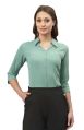Coton Semi coton Ryon Green Half Sleeve Plain ladies formal shirt