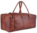 Brown Plain leather travel bag