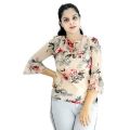 Polyester Multicolor 3/4 Sleeves Printed Top
