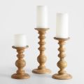 Round Light Brown Plain wooden candle stand